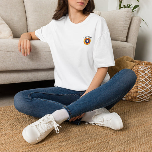 Catverse Retro Star Badge Tee – Samarreta Oversized Vintage Negra